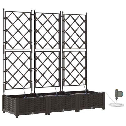 Градинска саксия 3 pcs Кафяво 120 x 40 x 126 см Пластмаса