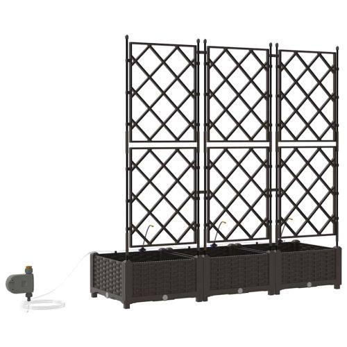 Градинска саксия 3 pcs Кафяво 120 x 40 x 126 см Пластмаса
