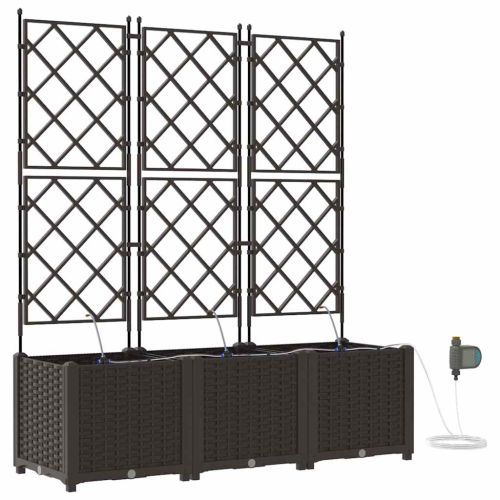 Градинска саксия 3 pcs Кафяво 120 x 40 x 142 cm Пластмаса