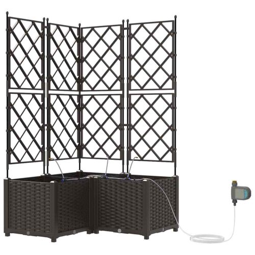 Градинска саксия 3 pcs Кафяво 80 x 80 x 142 см Пластмаса