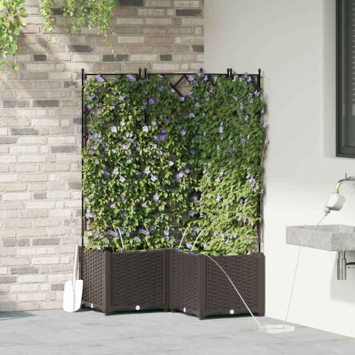 Градинска саксия 3 pcs Кафяво 80 x 80 x 142 см Пластмаса