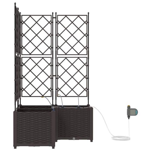 Градинска саксия 3 pcs Кафяво 80 x 80 x 142 см Пластмаса