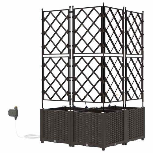 Градинска саксия 3 pcs Кафяво 80 x 80 x 142 см Пластмаса