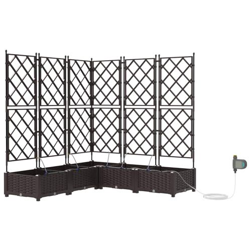 Градинска саксия 5 pcs Кафяво 120 x 120 x 126 см Пластмаса