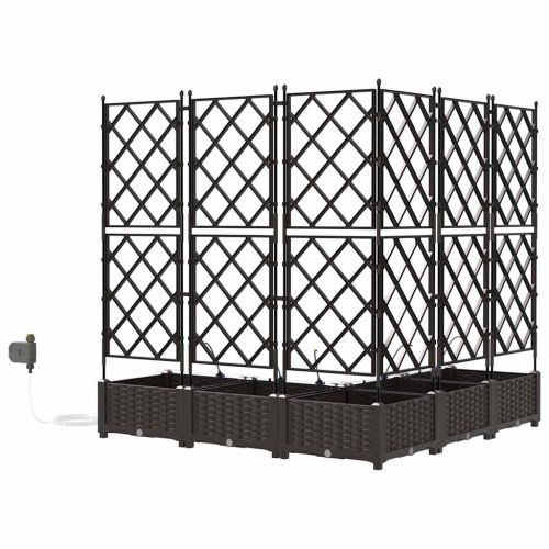Градинска саксия 5 pcs Кафяво 120 x 120 x 126 см Пластмаса
