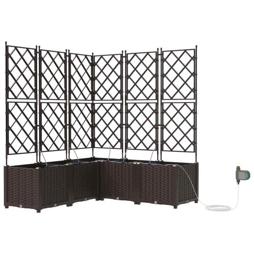 Градинска саксия 5 pcs Кафяво 120 x 120 x 142 см Пластмаса