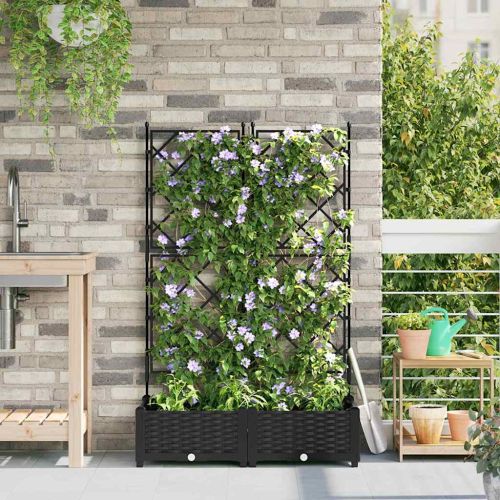 Градинска саксия 2 pcs Черен 80 x 40 x 125,5 см Пластмаса