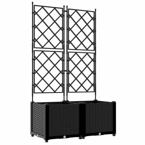 Градинска саксия 2 pcs Черен 80 x 40 x 143 см Пластмаса