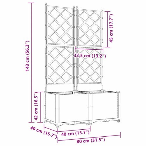 Градинска саксия 2 pcs Черен 80 x 40 x 143 см Пластмаса