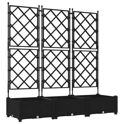 Градинска саксия 3 pcs Черен 120 x 40 x 125,5 см Пластмаса