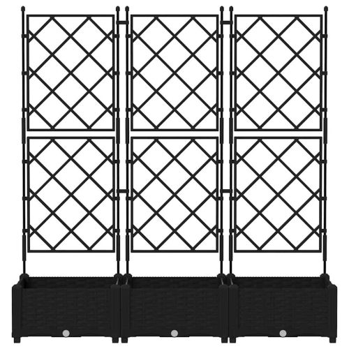 Градинска саксия 3 pcs Черен 120 x 40 x 125,5 см Пластмаса