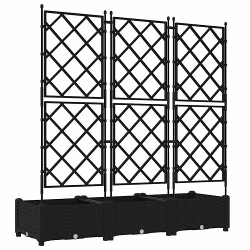 Градинска саксия 3 pcs Черен 120 x 40 x 125,5 см Пластмаса