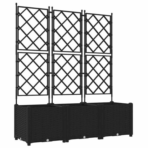 Градинска саксия 3 pcs Черен 120 x 40 x 143 см Пластмаса
