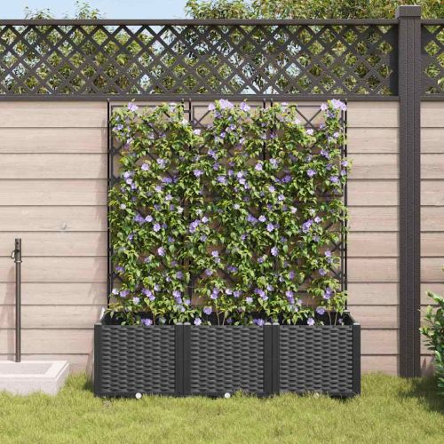 Градинска саксия 3 pcs Черен 120 x 40 x 143 см Пластмаса