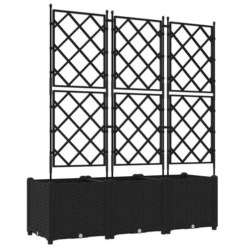 Градинска саксия 3 pcs Черен 120 x 40 x 143 см Пластмаса