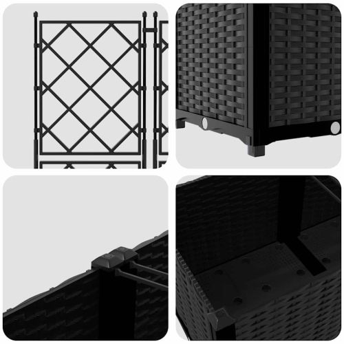Градинска саксия 3 pcs Черен 120 x 40 x 143 см Пластмаса
