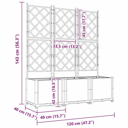 Градинска саксия 3 pcs Черен 120 x 40 x 143 см Пластмаса