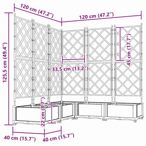Градинска саксия 5 pcs Черен 120 x 120 x 125,5 см Пластмаса