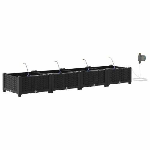 Градинска саксия 4 pcs Черен 160 x 40 x 22 см Пластмаса