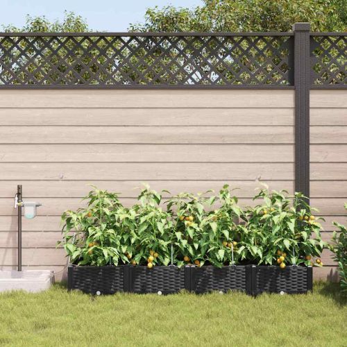 Градинска саксия 4 pcs Черен 160 x 40 x 22 см Пластмаса