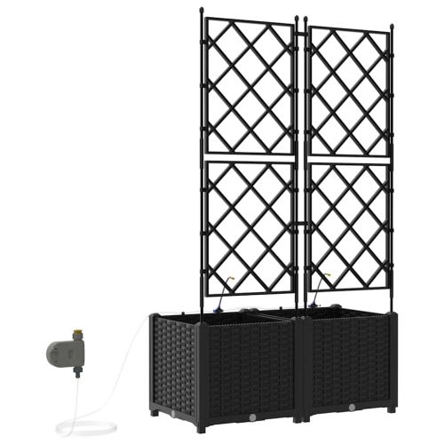 Градинска саксия 2 pcs Черен Пластмаса