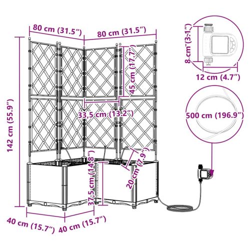Градинска саксия 3 pcs Черен Пластмаса