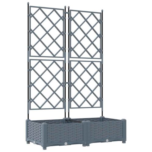 Градинска саксия 2 pcs Светло сиво 80 x 40 x 125,5 см Пластмаса