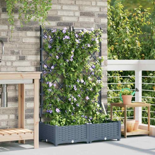 Градинска саксия 2 pcs Светло сиво 80 x 40 x 125,5 см Пластмаса