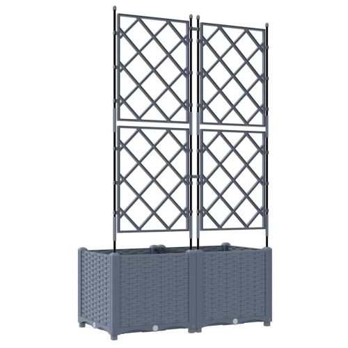 Градинска саксия 2 pcs Светло сиво 80 x 40 x 143 см Пластмаса