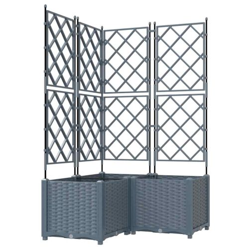 Градинска саксия 3 pcs Светло сиво 80 x 80 x 143 см Пластмаса