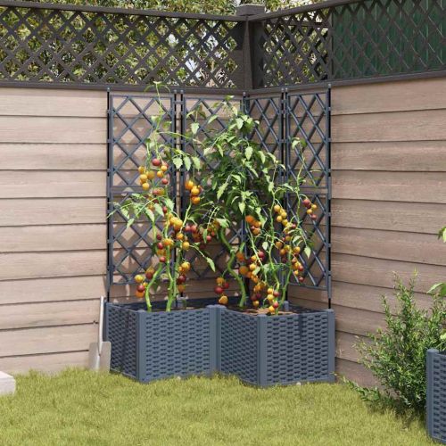 Градинска саксия 3 pcs Светло сиво 80 x 80 x 143 см Пластмаса