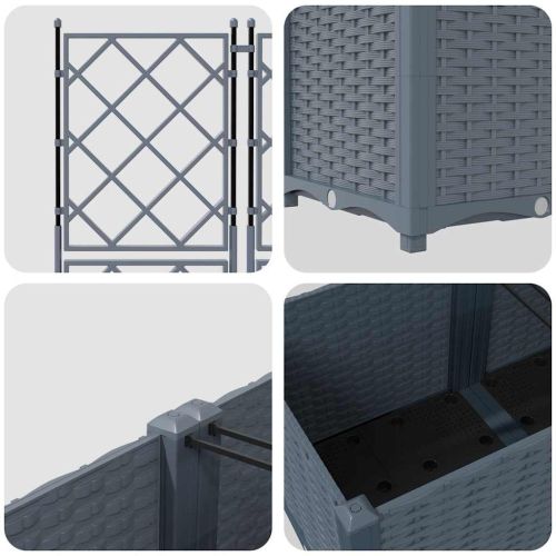 Градинска саксия 3 pcs Светло сиво 80 x 80 x 143 см Пластмаса