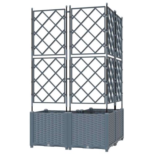 Градинска саксия 3 pcs Светло сиво 80 x 80 x 143 см Пластмаса