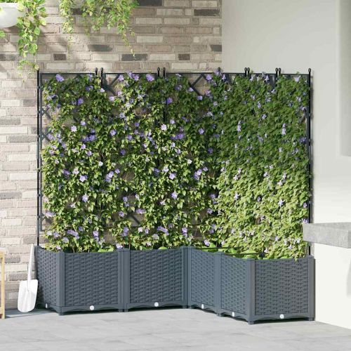 Градинска саксия 5 pcs Светло сиво 120 x 120 x 143 см Пластмаса
