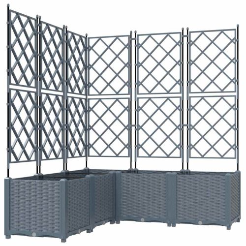 Градинска саксия 5 pcs Светло сиво 120 x 120 x 143 см Пластмаса