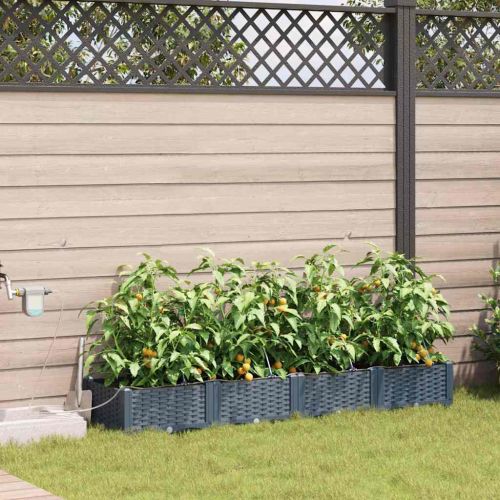 Градинска саксия 4 pcs Светло сиво 160 x 40 x 22 см Пластмаса