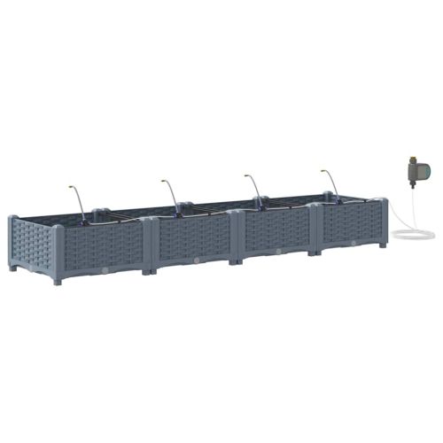 Градинска саксия 4 pcs Светло сиво 160 x 40 x 22 см Пластмаса