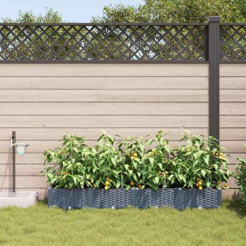 Градинска саксия 4 pcs Светло сиво 160 x 40 x 22 см Пластмаса