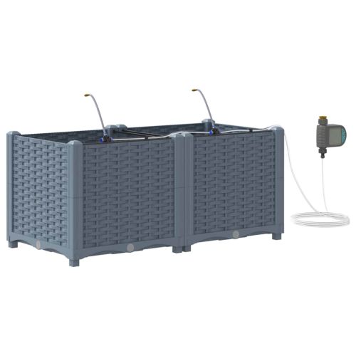 Градинска саксия 2 pcs Светло сиво 80 x 40 x 37,5 см Пластмаса