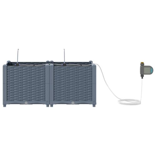 Градинска саксия 2 pcs Светло сиво 80 x 40 x 37,5 см Пластмаса