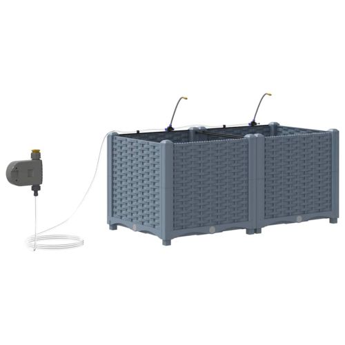 Градинска саксия 2 pcs Светло сиво 80 x 40 x 37,5 см Пластмаса