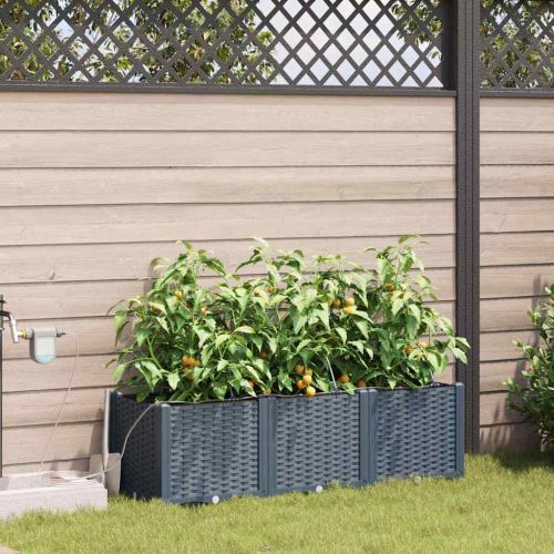 Градинска саксия 3 pcs Светло сиво 120 x 40 x 37,5 см Пластмаса