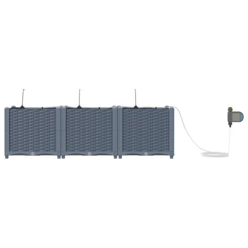 Градинска саксия 3 pcs Светло сиво 120 x 40 x 37,5 см Пластмаса