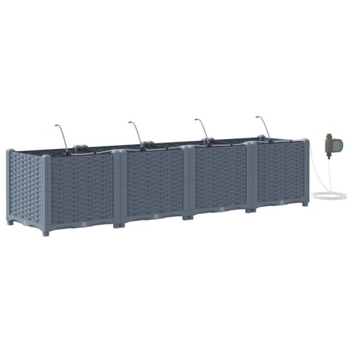 Градинска саксия 4 pcs Светло сиво 160 x 40 x 37,5 см Пластмаса