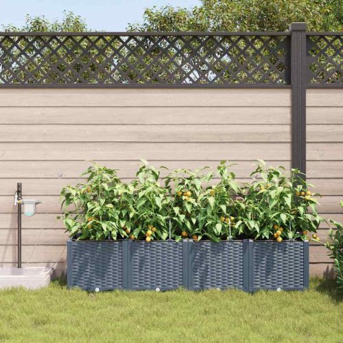 Градинска саксия 4 pcs Светло сиво 160 x 40 x 37,5 см Пластмаса