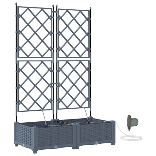 Градинска саксия 2 pcs Светло сиво 80 x 40 x 126 см Пластмаса