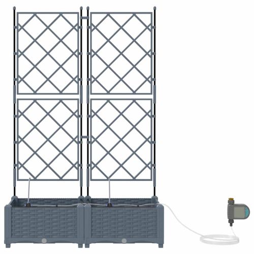 Градинска саксия 2 pcs Светло сиво 80 x 40 x 126 см Пластмаса