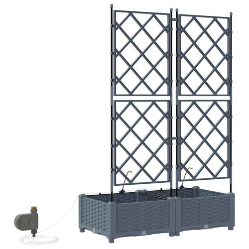 Градинска саксия 2 pcs Светло сиво 80 x 40 x 126 см Пластмаса