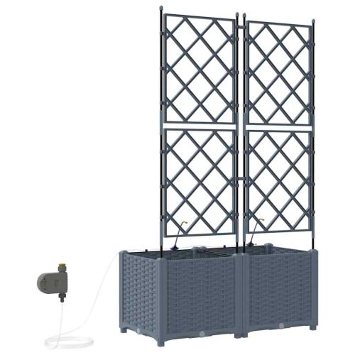 Градинска саксия 2 pcs Светло сиво 80 x 40 x 142 cm Пластмаса