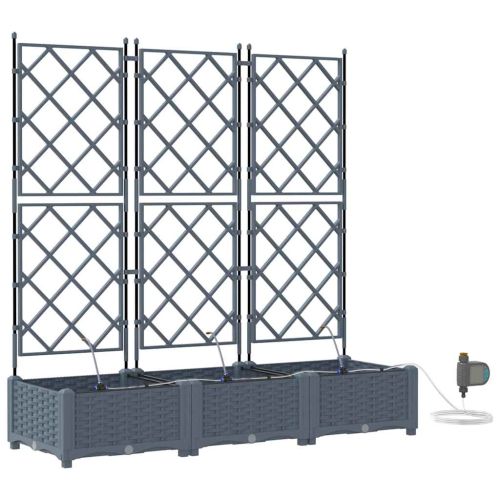 Градинска саксия 3 pcs Светло сиво 120 x 40 x 126 см Пластмаса